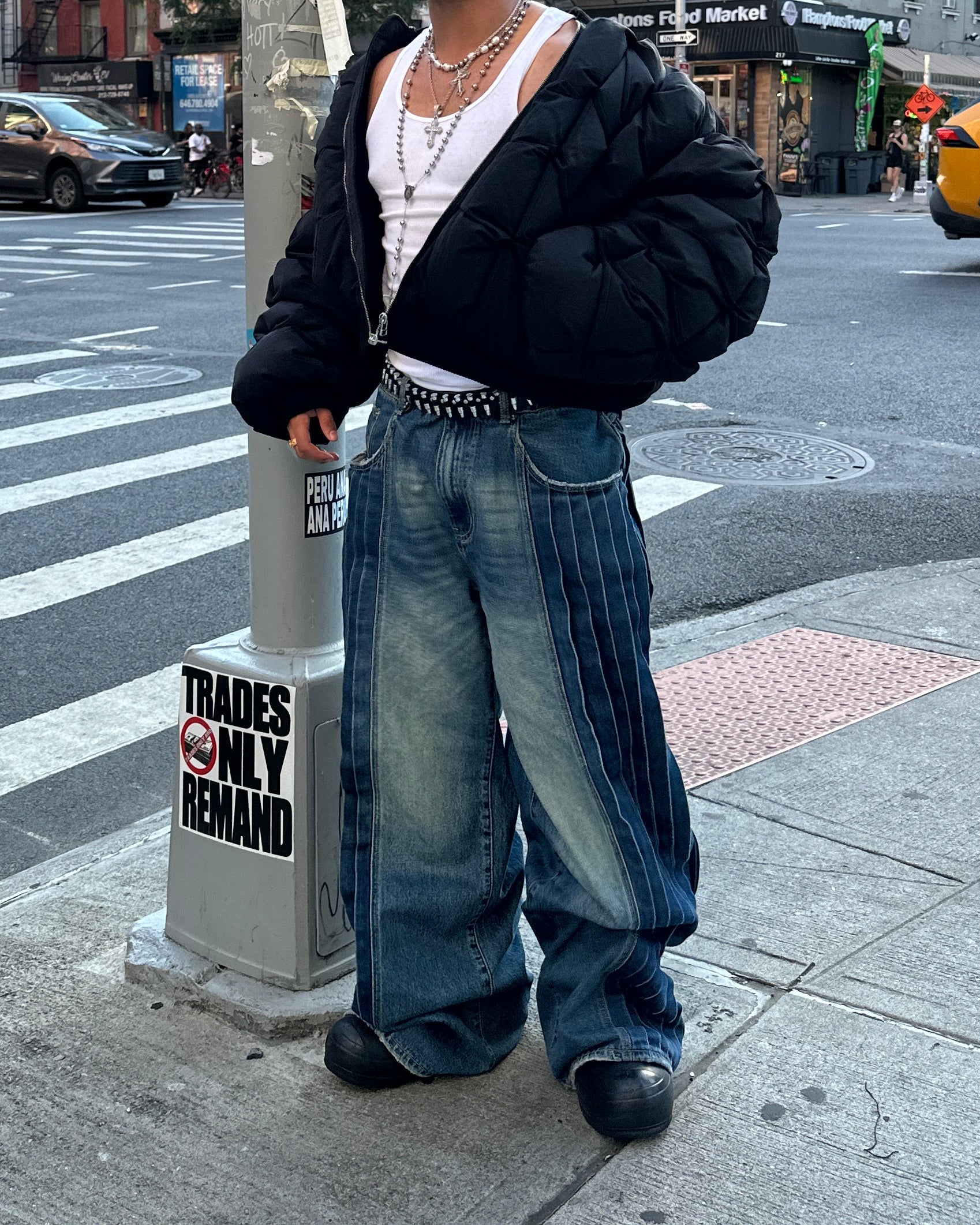 Pleated Denim Jeans