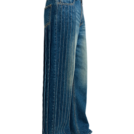 Pleated Denim Jeans